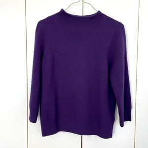 J. Crew Deep Purple Plum Mock Turtleneck Sweater Large 100% Wool